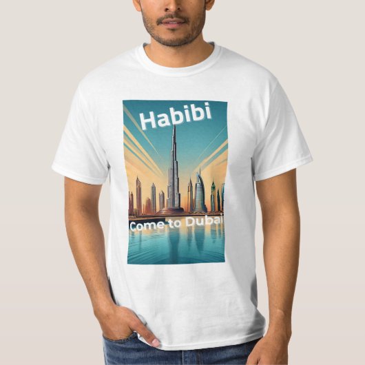 Habibi Kom naar Dubai - Dubai Skyline T-shirt (Voorkant)