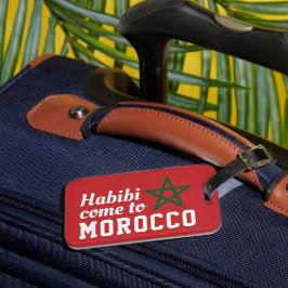 Habibi kom naar Marokko vlag rode groene ster Bagagelabel