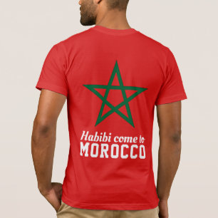 Habibi kom naar Marokko vlag rode groene ster T-shirt