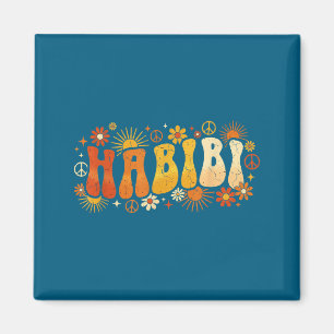 Habibi Retro 70s Tygraphy Vintage Bloem Hipe Arabi Magneet