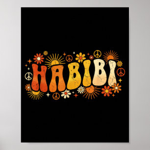 Habibi Retro 70s Tygraphy Vintage Bloem Hipe Arabi Poster