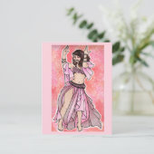 Habibi roze buikdanseres poster briefkaart (Staand voorkant)