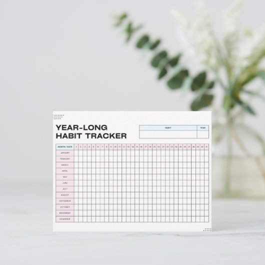 Habit-tracker van een jaar briefkaart (Staand voorkant)