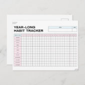 Habit-tracker van een jaar briefkaart (Voorkant / Achterkant)