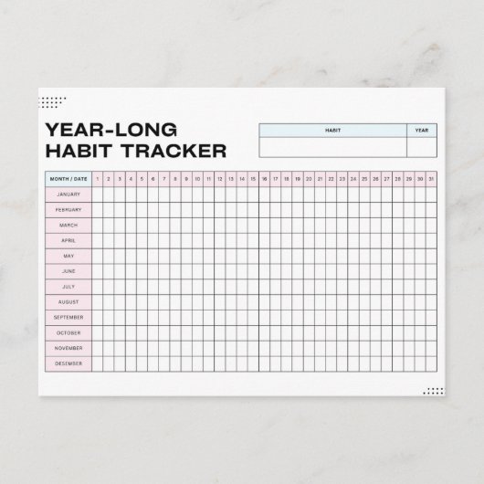 Habit-tracker van een jaar briefkaart (Voorkant)
