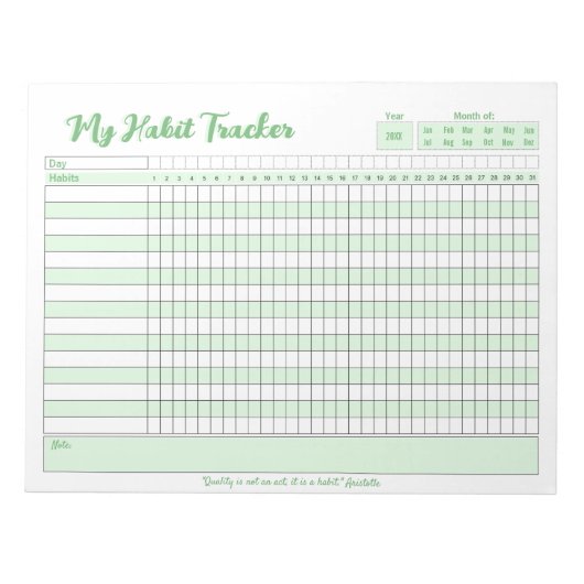 Habit Tracker Volledig  Blocnote (Voorkant)