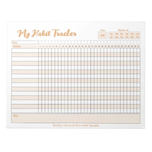 Habit Tracker Volledig  Blocnote (Voorkant)