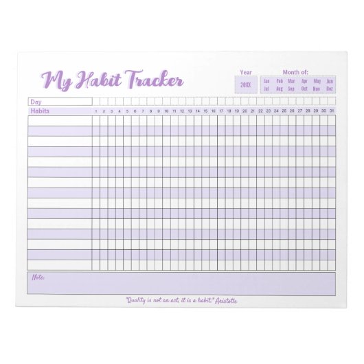 Habit Tracker Volledig  Blocnote (Voorkant)