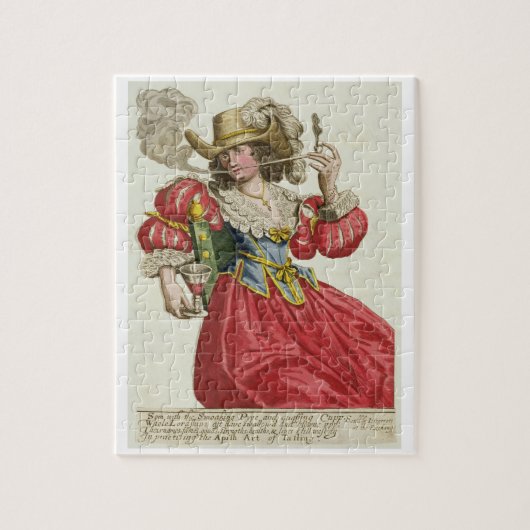 Habit van een rijke dame rond 1630 (gekleurde engr legpuzzel (Verticaal)