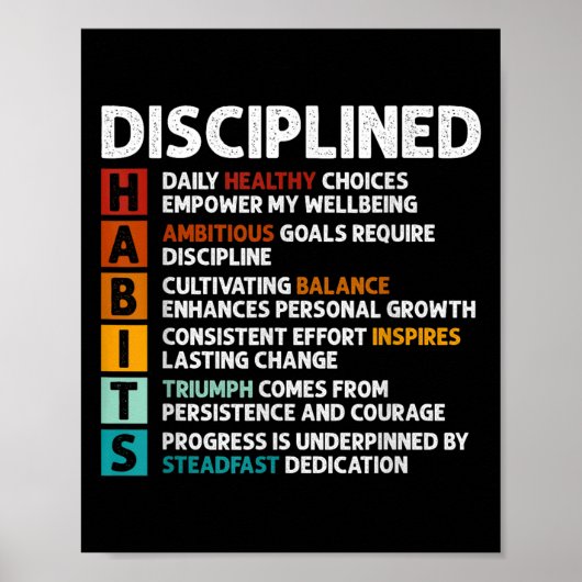 Habits Definitie Motivatie Quote Affirmaties Poster (Voorkant)