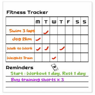 Habits Fitness Weekly Tracker Herinneringen Opmerk Rubberstempel