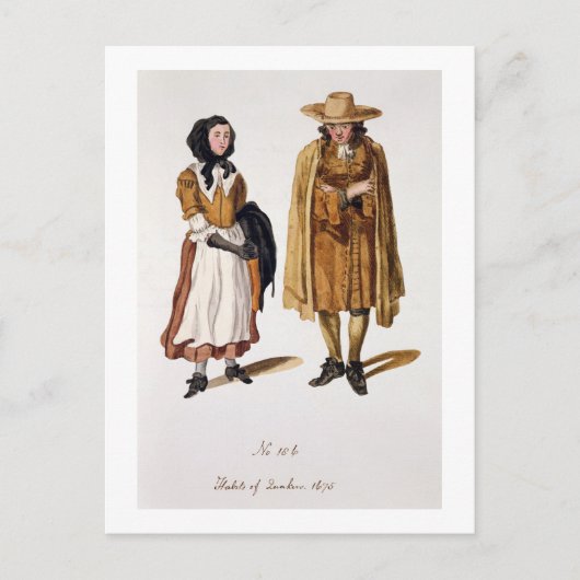 Habits van Quakers, 1675 (gekleurde graving) Briefkaart (Voorkant)