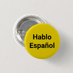 Hablo Español geel I Spaandeknop Ronde Button 3,2 Cm