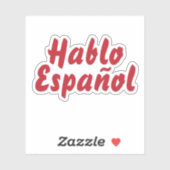 Hablo Español Ik spreek Spaans Rood Typografisch Sticker (Vel)