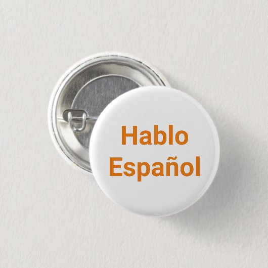 Hablo Español oranje wit I Spaans Ronde Button 3,2 Cm (Voorkant /achterkant)