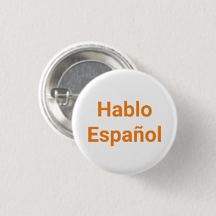 Hablo Español oranje wit I Spaans Ronde Button 3,2 Cm