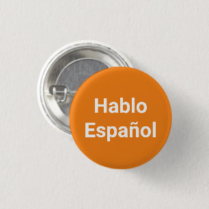 Hablo Español oranje & wit I Spaans Ronde Button 3,2 Cm