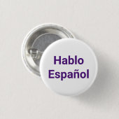 Hablo Español paars wit I Spaans Ronde Button 3,2 Cm (Voorkant /achterkant)