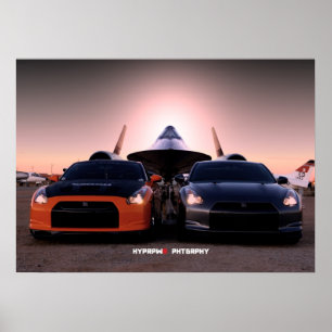 "Habu" Nissan GT-R en SR-71 Blackbird Poster