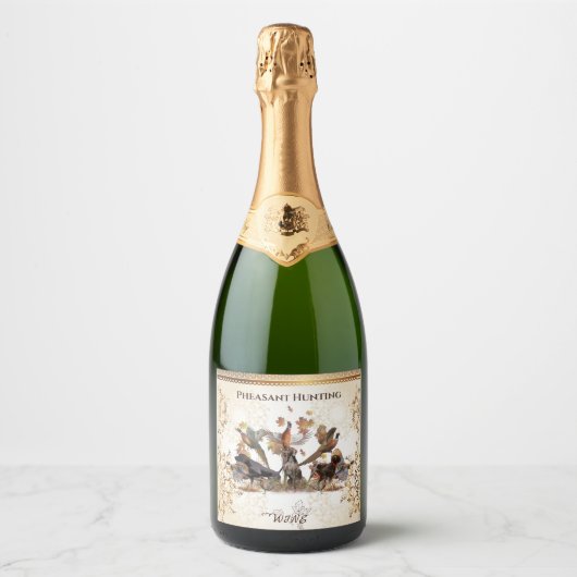 Hacht op fazanten sparkling wijnetiket (Voorkant)