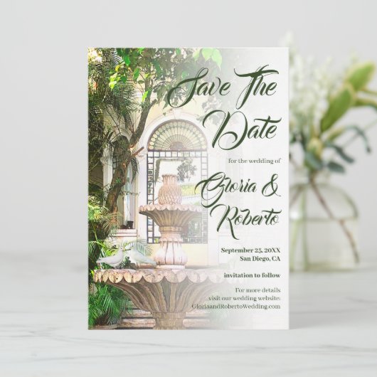 Hacienda en Duiven Mexicaanse Bruiloft Save The Da Kaart (Staand voorkant)