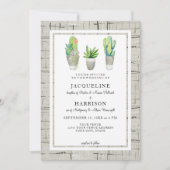 Hacienda Style Cactus Binnenplaats in Grijs Huweli Kaart (Voorkant)