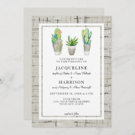 Hacienda Style Cactus Binnenplaats in Grijs Huweli Kaart