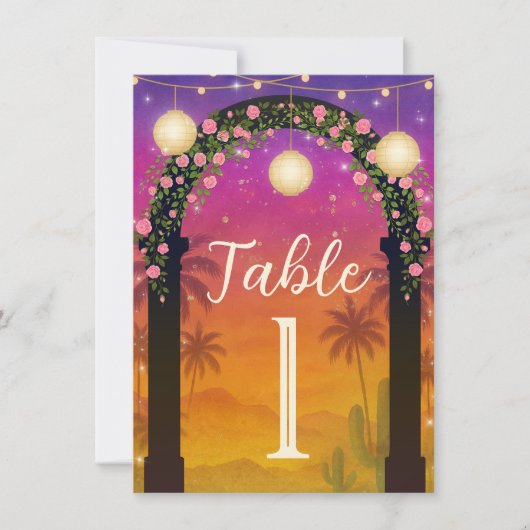 Hacienda Sunset Bruisende Fiesta Tafel Nummers Kaart (Voorkant)