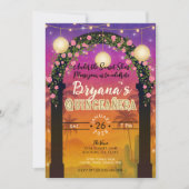 Hacienda Sunset Floral Arch 15th Quinceañera Kaart (Voorkant)