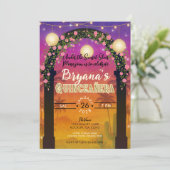 Hacienda Sunset Floral Arch 15th Quinceañera Kaart (Staand voorkant)