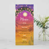 Hacienda Sunset Floral Arch 15th Quinceañera Menu (Staand voorkant)