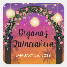 Hacienda Sunset Floral Arch Quinceañera