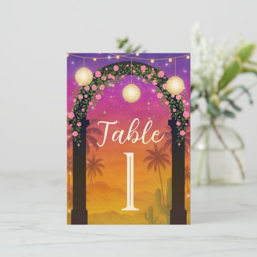 Hacienda Sunset Vibrant Fiesta Tafelnummers (Staand voorkant)