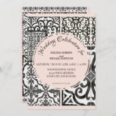 Hacienda Tegel Zwart Wit Blush Modern Huwelijk Kaart (Voorkant / Achterkant)