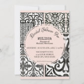 Hacienda Tile Black Blush Modern Vrijgezellenfeest Kaart (Voorkant)