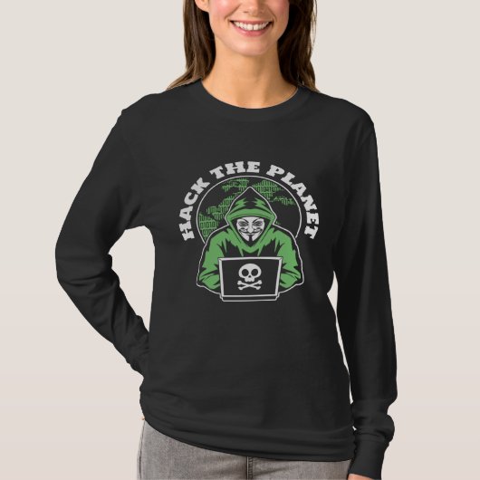 Hack De Planeet Black Hat Ethisch Hacken Witte Ha T-shirt (Voorkant)