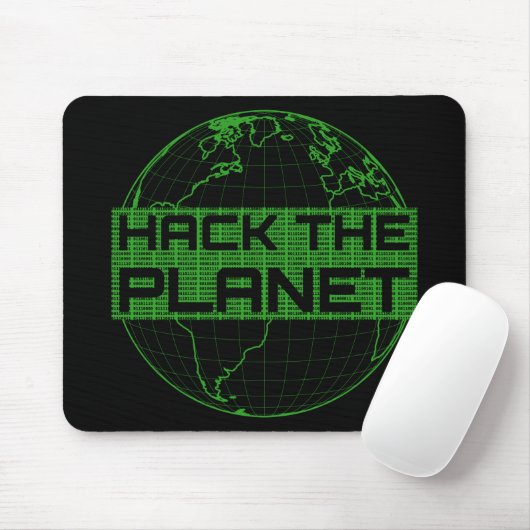 Hack the Planet Green Globe Computer Hacker Design Muismat (Met muis)