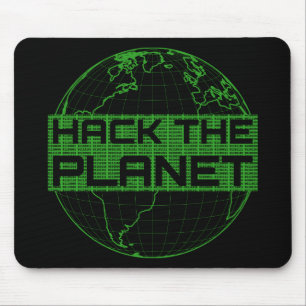 Hack the Planet Green Globe Computer Hacker Design Muismat