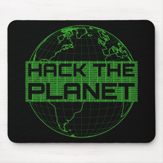 Hack the Planet Green Globe Computer Hacker Design Muismat (Voorkant)