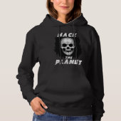 Hack The Planet Retro Pixel Computer Skull Graphic Hoodie (Voorkant)