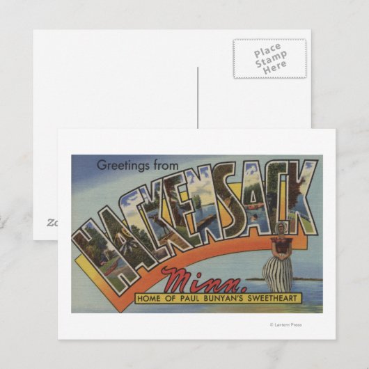 Hackensack, Minnesota - Grote letterscènes Briefkaart (Voorkant / Achterkant)