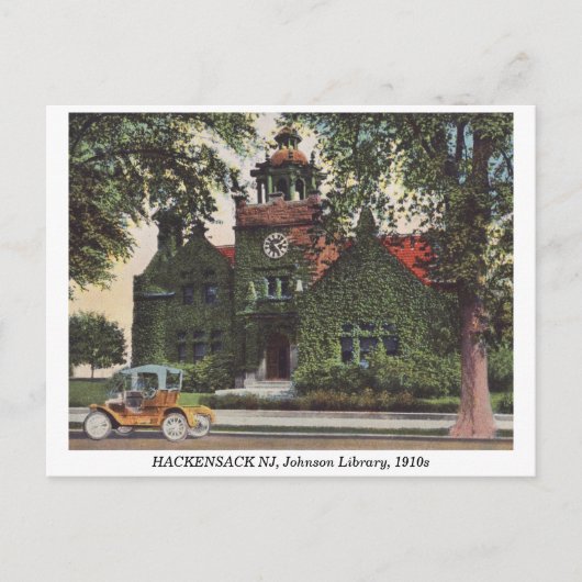 HACKENSACK NJ Johnson Library vintage jaren 1910 Briefkaart (Voorkant)