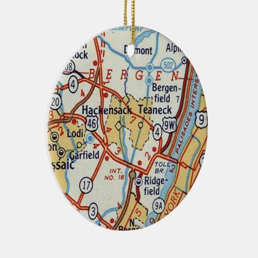 Hackensack NJ  Map Keramisch Ornament (Rechts)