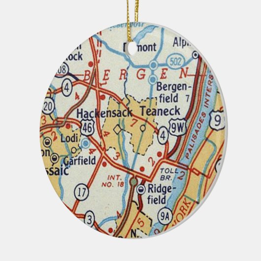 Hackensack NJ Map Keramisch Ornament (Links)
