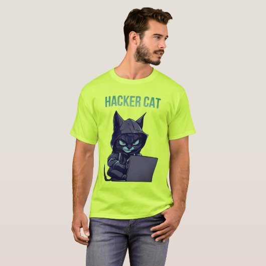 "Hacker Cat: Code Whisperer T-shirt" T-shirt (Voorkant volledig)
