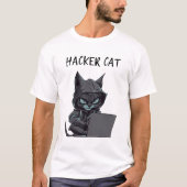 Hacker Cat Design T-shirt (Voorkant)