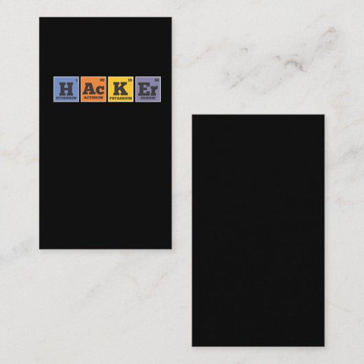 Hacker Chemist Elements Programmer Visitekaartje (Voorkant / Achterkant)