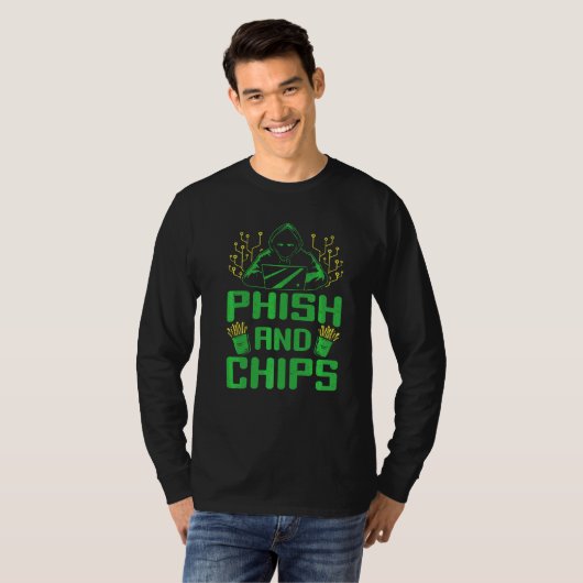 Hacker Computer Code Phish en Chips Cybersecurity T-shirt (Voorkant volledig)