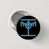 Hacker Ethic Icon Blue Glow Button (Voorkant /achterkant)