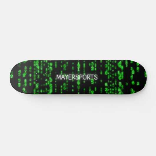 Hacker green number design persoonlijk skateboard (Horizontaal)